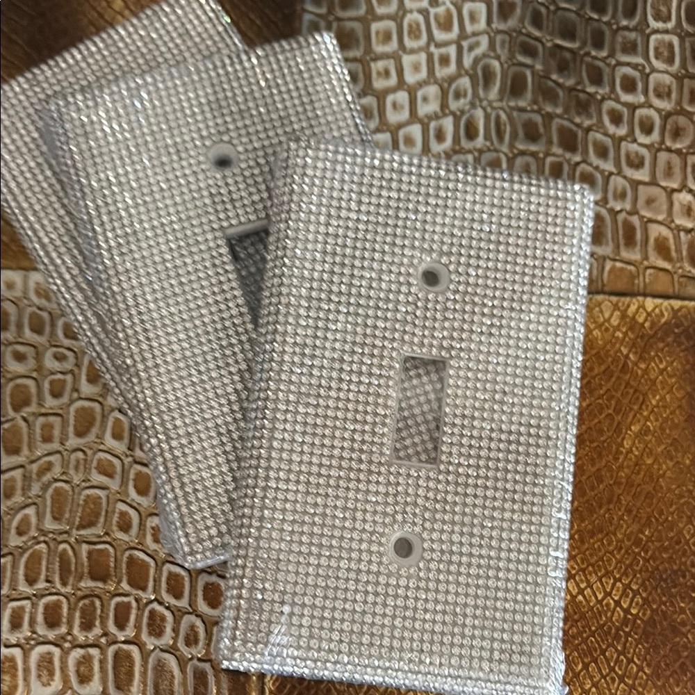 Silver Rhinestone Light Switch Covers